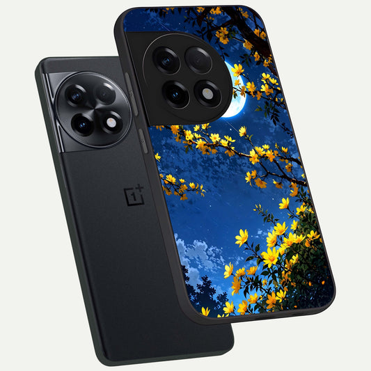 Golden Night Glow phone case For OnePlus 11R showing premium glass back cover with detailed artwork