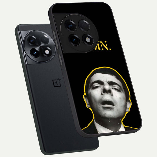 Mr Bean Damn phone case For OnePlus 11R showing premium glass back cover with detailed artwork