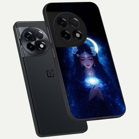Mystic Moon Queen phone case For OnePlus 11R showing premium glass back cover with detailed artwork