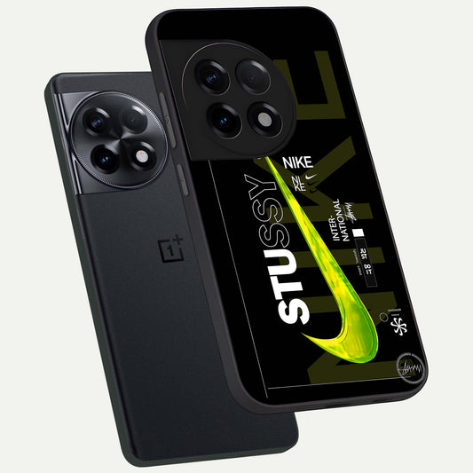 Neon Street Edition phone case For OnePlus 11R showing premium glass back cover with detailed artwork