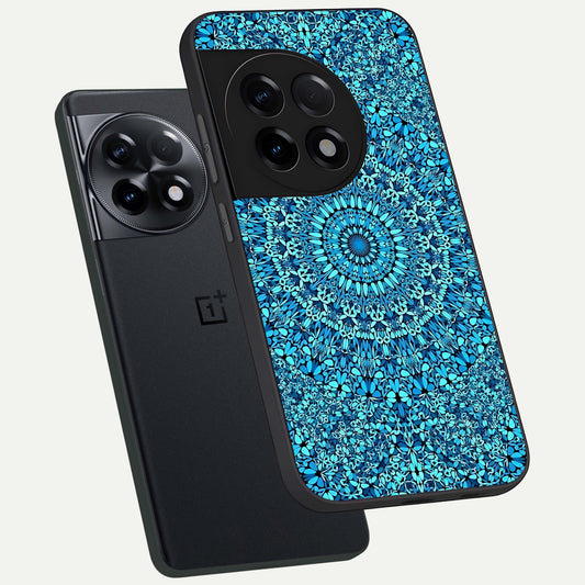 Ocean Bloom Mandala phone case For OnePlus 11R showing premium glass back cover with detailed artwork