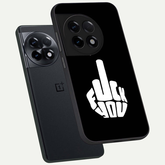 Rebel Mode On phone case For OnePlus 11R showing premium glass back cover with detailed artwork