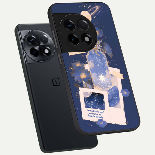 Starlit Cosmic Jar phone case For OnePlus 11R showing premium glass back cover with detailed artwork
