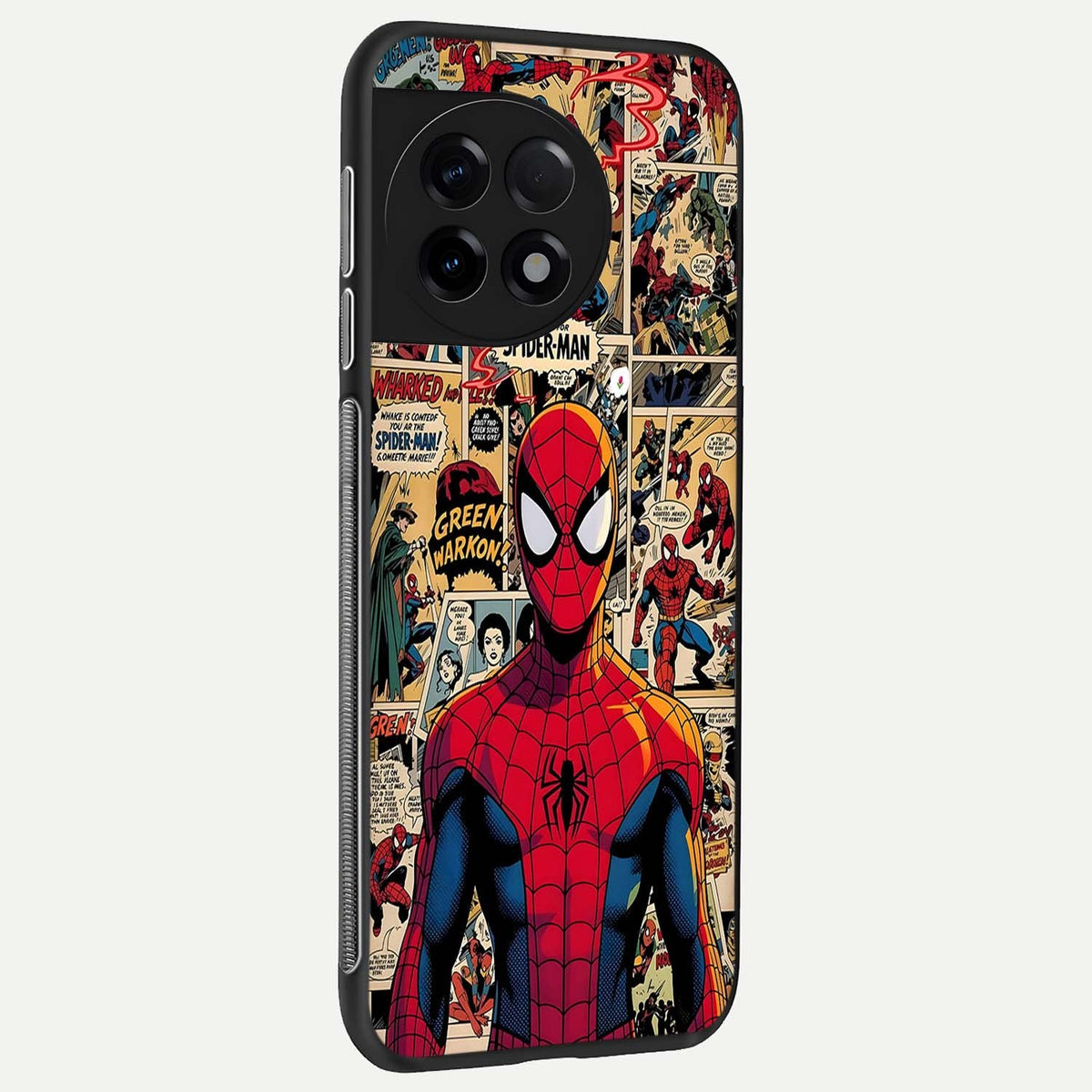 Aesthetic Spider back cover For OnePlus 11R slim fit glass case with vibrant aesthetic design