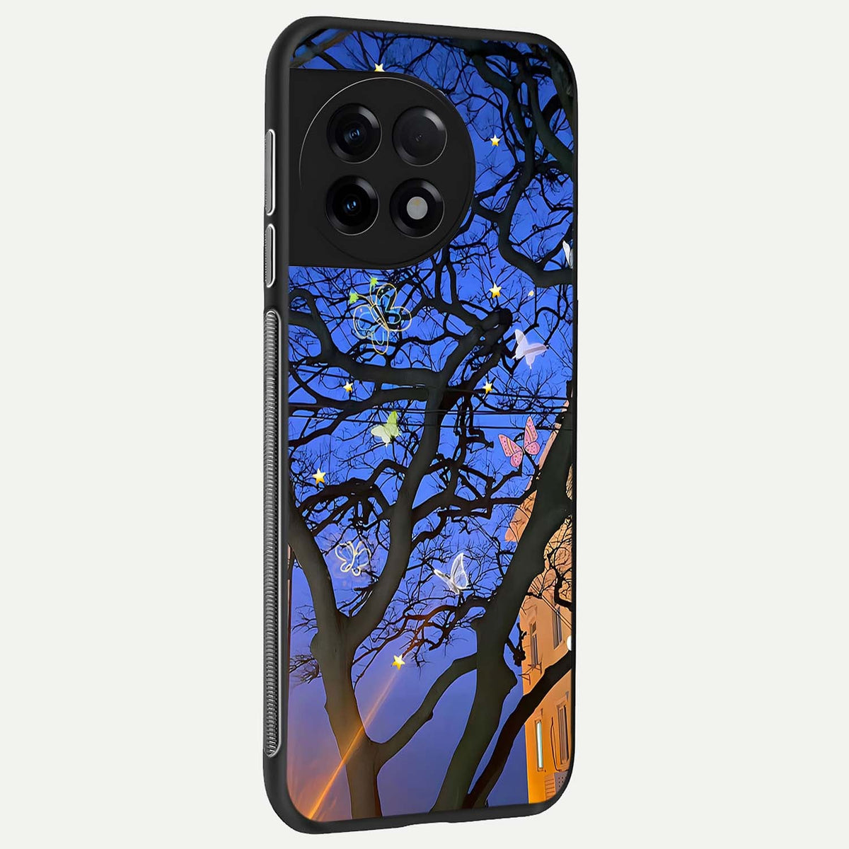 Butterfly Night Magic back cover For OnePlus 11R slim fit glass case with vibrant aesthetic design