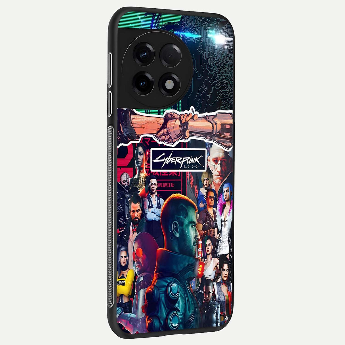 CYBERPUNK Legacy back cover For OnePlus 11R slim fit glass case with vibrant aesthetic design