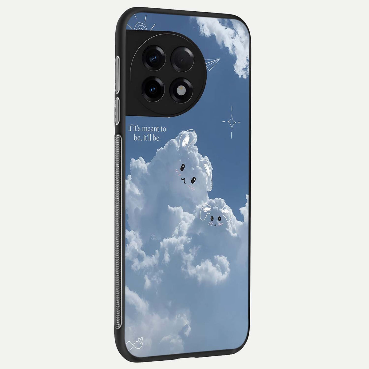 Cloud Bunny Dreams back cover For OnePlus 11R slim fit glass case with vibrant aesthetic design