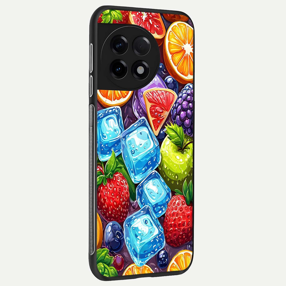 Colorful Fruits with Ice back cover For OnePlus 11R slim fit glass case with vibrant aesthetic design
