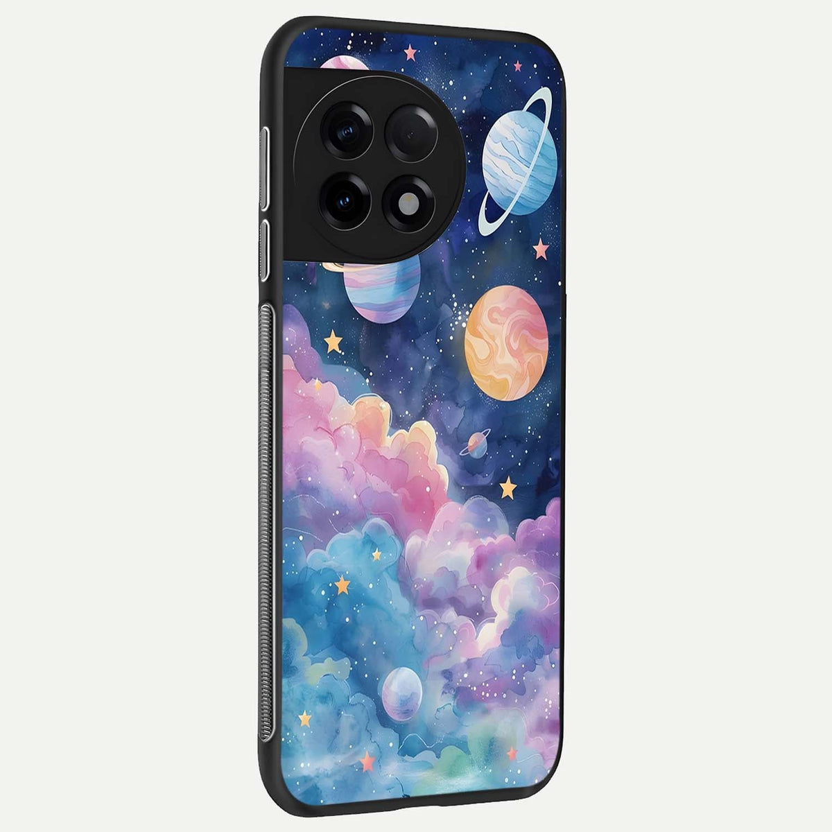 Cosmic Planet Dreams back cover For OnePlus 11R slim fit glass case with vibrant aesthetic design