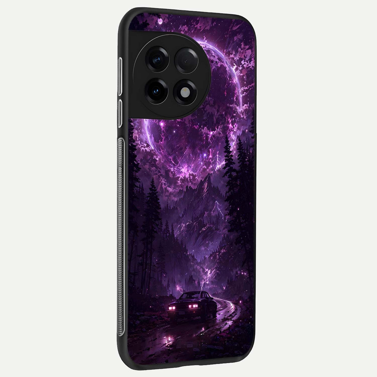 Eternal Cosmic Drive back cover For OnePlus 11R slim fit glass case with vibrant aesthetic design