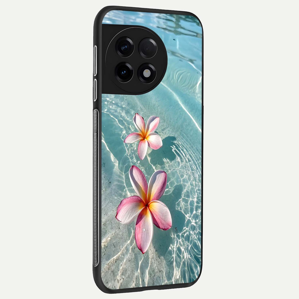 Floating Bloom Bliss back cover For OnePlus 11R slim fit glass case with vibrant aesthetic design