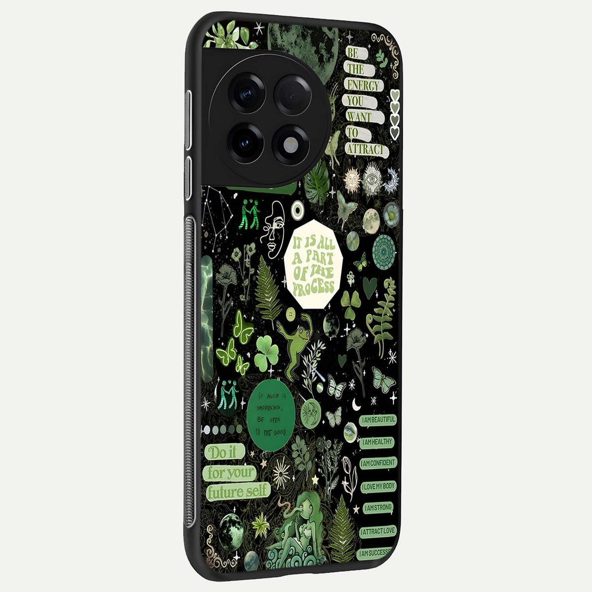 Green Mandala Pattern back cover For OnePlus 11R slim fit glass case with vibrant aesthetic design