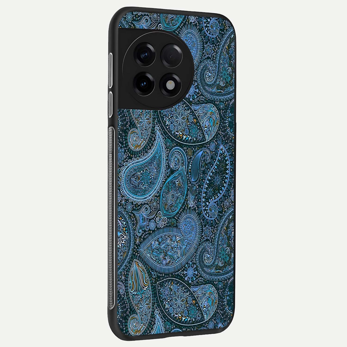 Midnight Paisley Glow back cover For OnePlus 11R slim fit glass case with vibrant aesthetic design