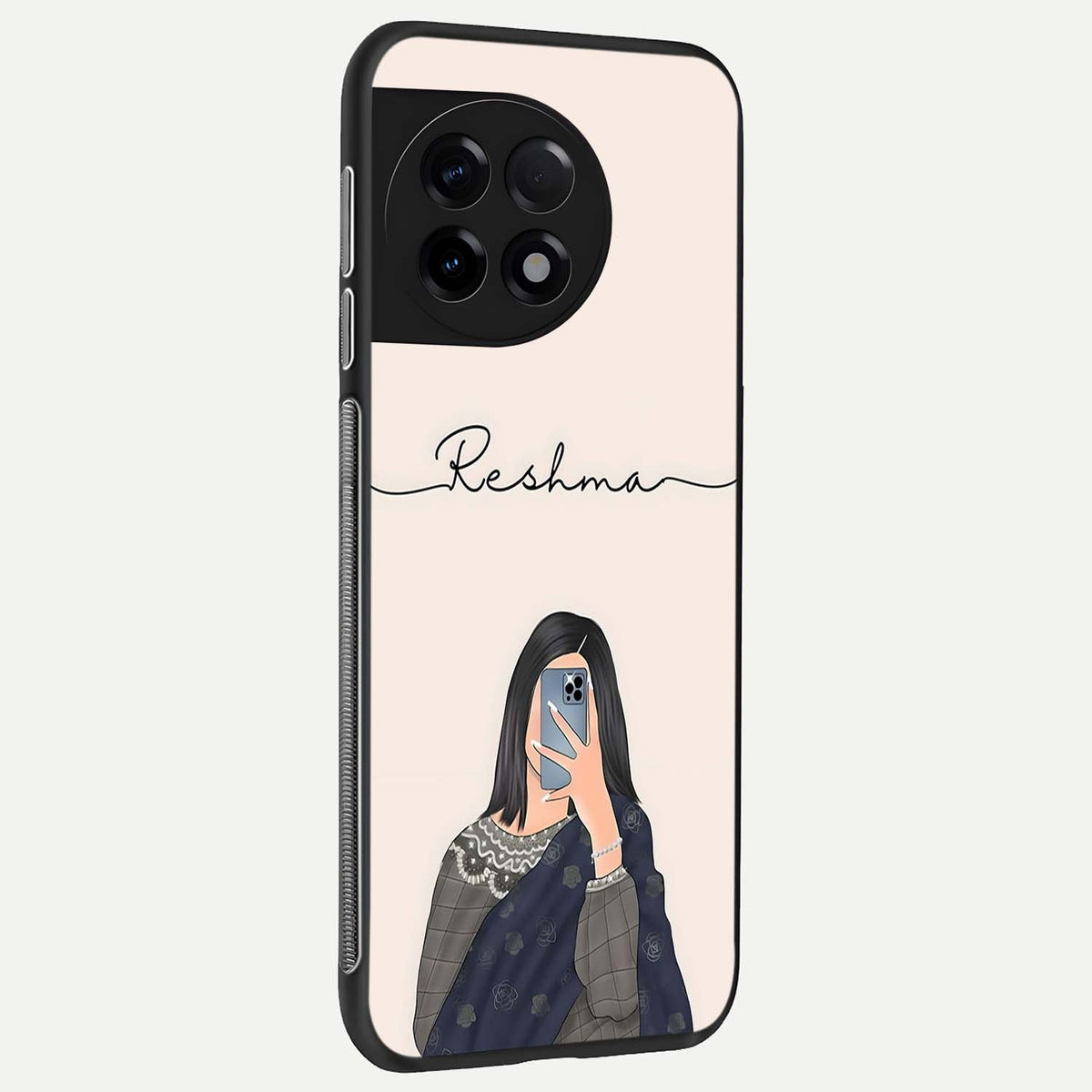 Mirror Mood Muse With Custom Name back cover For OnePlus 11R slim fit glass case with vibrant aesthetic design