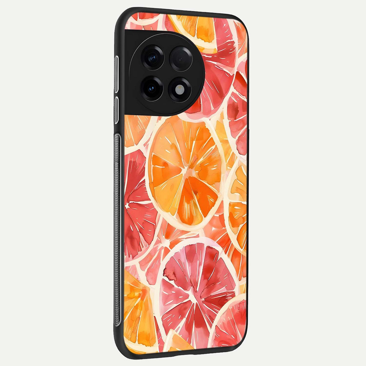 Orange Fruits Pattern back cover For OnePlus 11R slim fit glass case with vibrant aesthetic design
