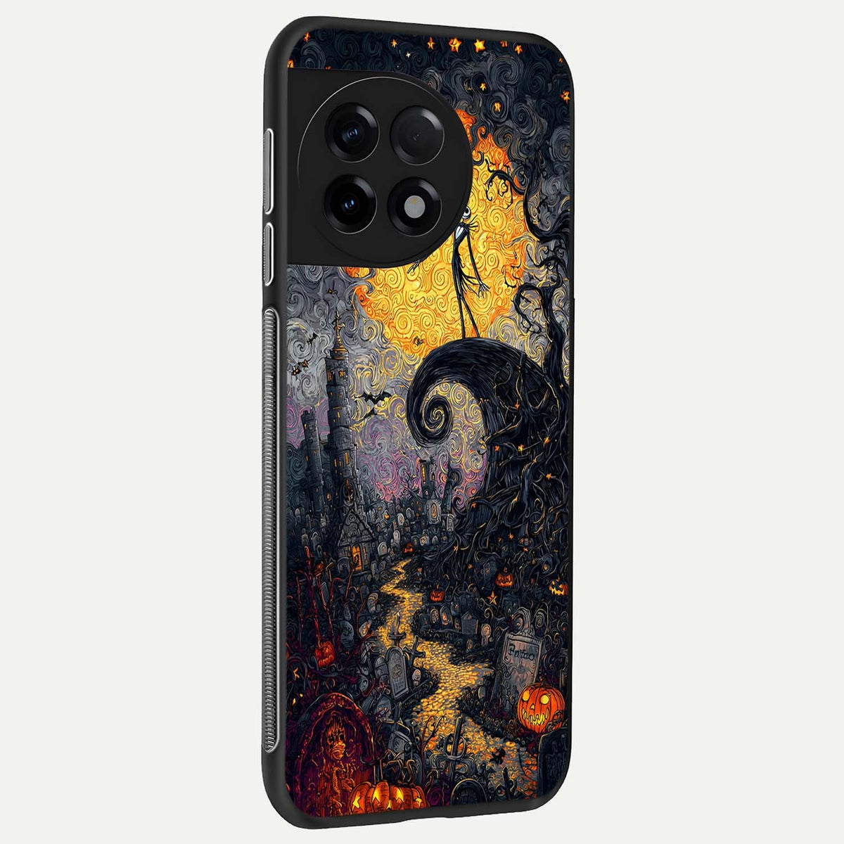 Pumpkin Moon Night back cover For OnePlus 11R slim fit glass case with vibrant aesthetic design
