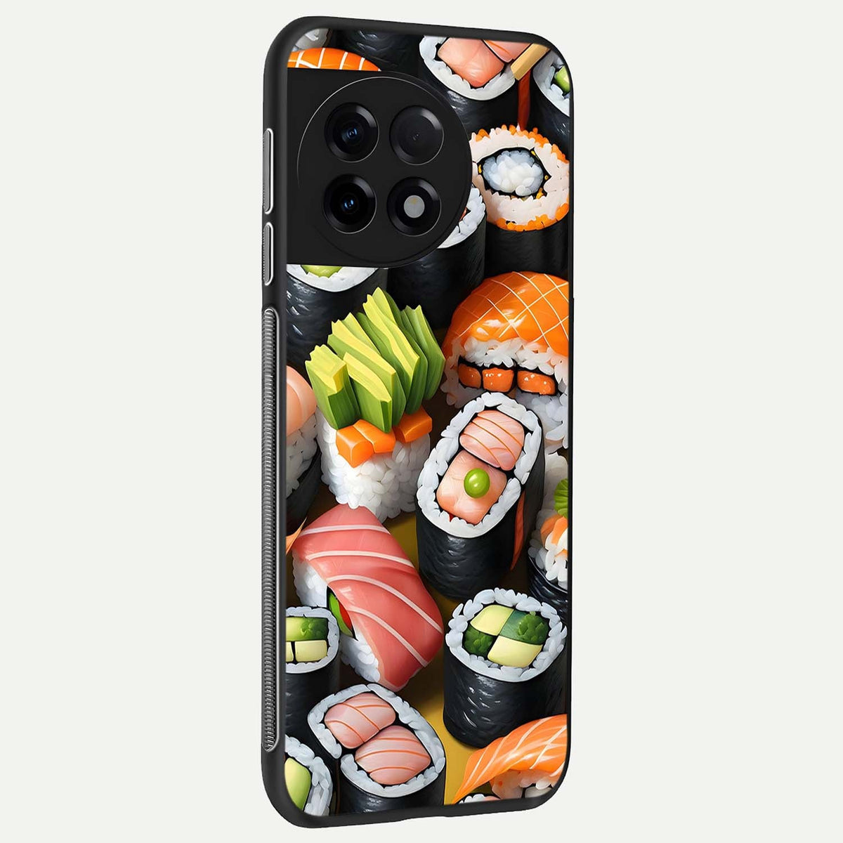 Sushi Food Pattern back cover For OnePlus 11R slim fit glass case with vibrant aesthetic design
