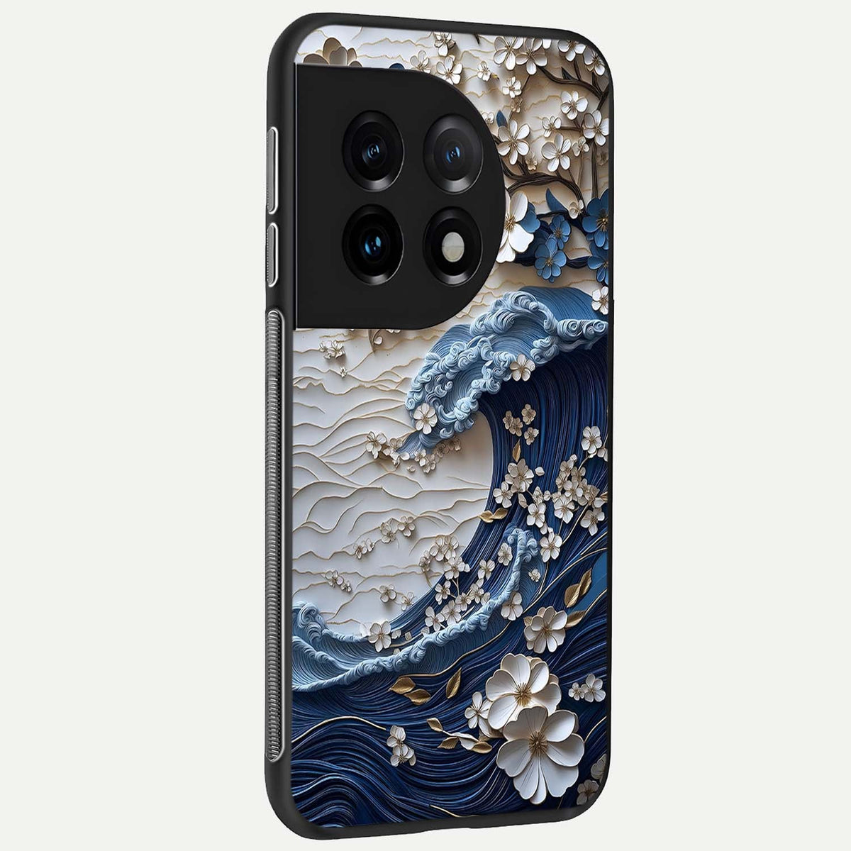 Blossom Wave Art back cover For OnePlus 11 slim fit glass case with vibrant aesthetic design