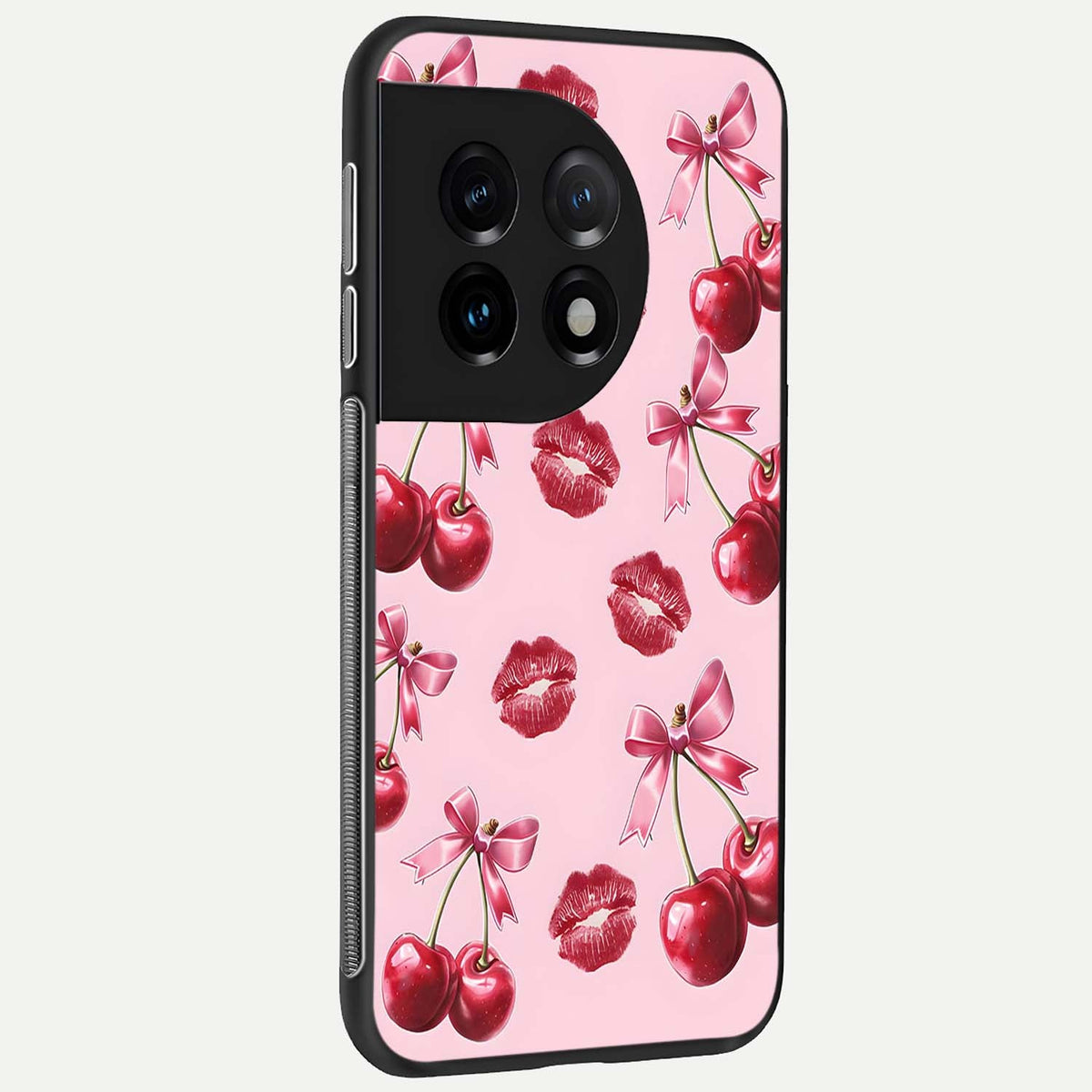 Cherry With Lips back cover For OnePlus 11 slim fit glass case with vibrant aesthetic design