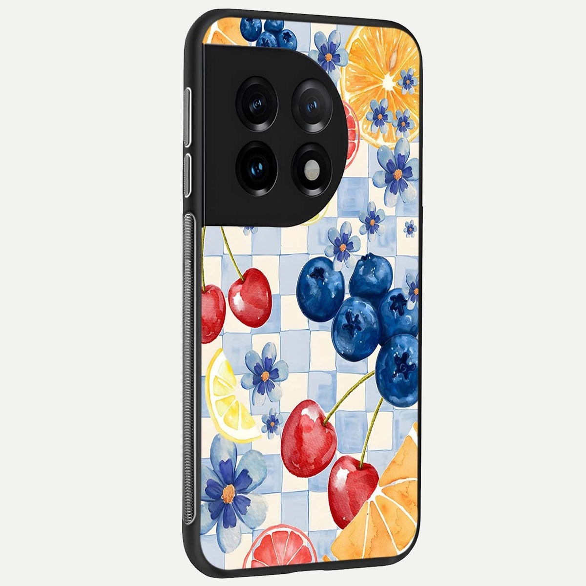 Citrus Bloom Joy back cover For OnePlus 11 slim fit glass case with vibrant aesthetic design