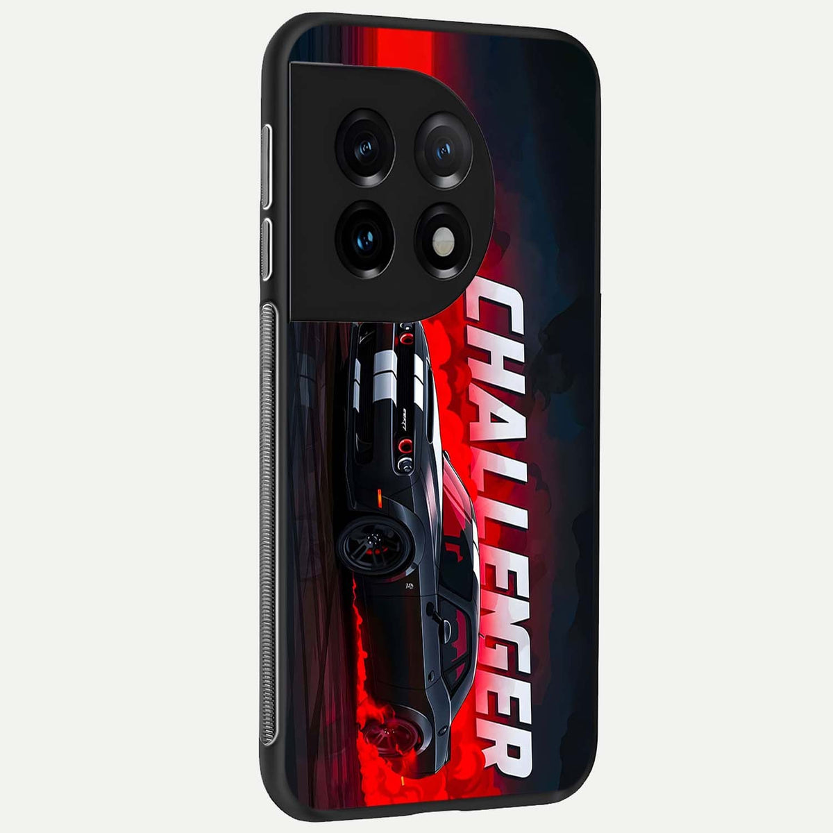 Crimson Challenger Fury back cover For OnePlus 11 slim fit glass case with vibrant aesthetic design