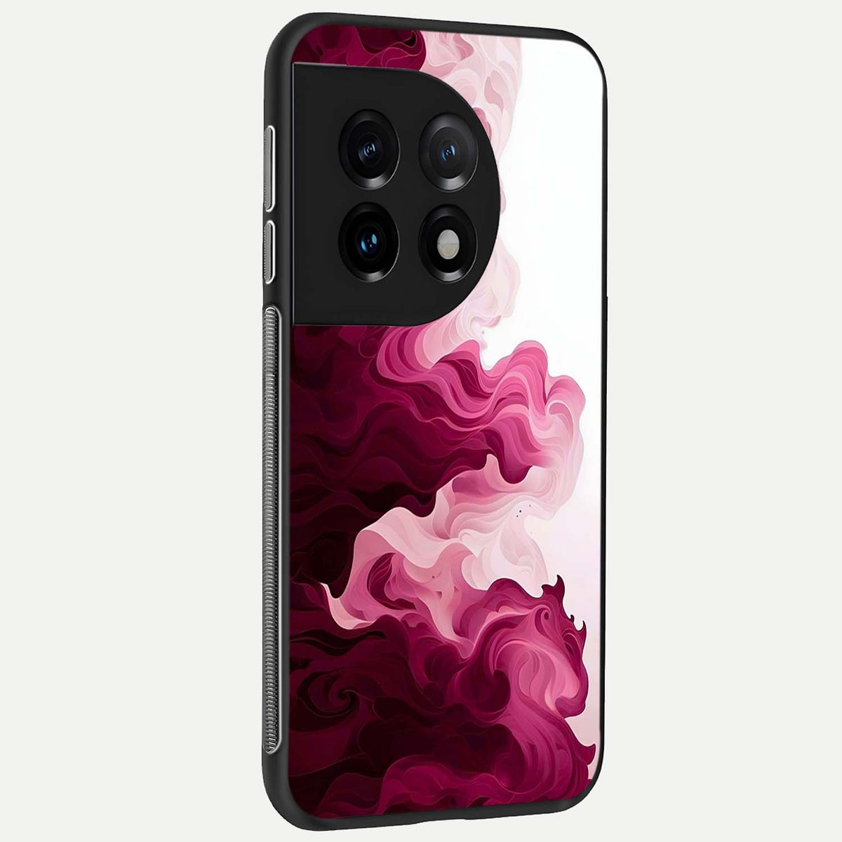 Crimson Wave Flow back cover For OnePlus 11 slim fit glass case with vibrant aesthetic design