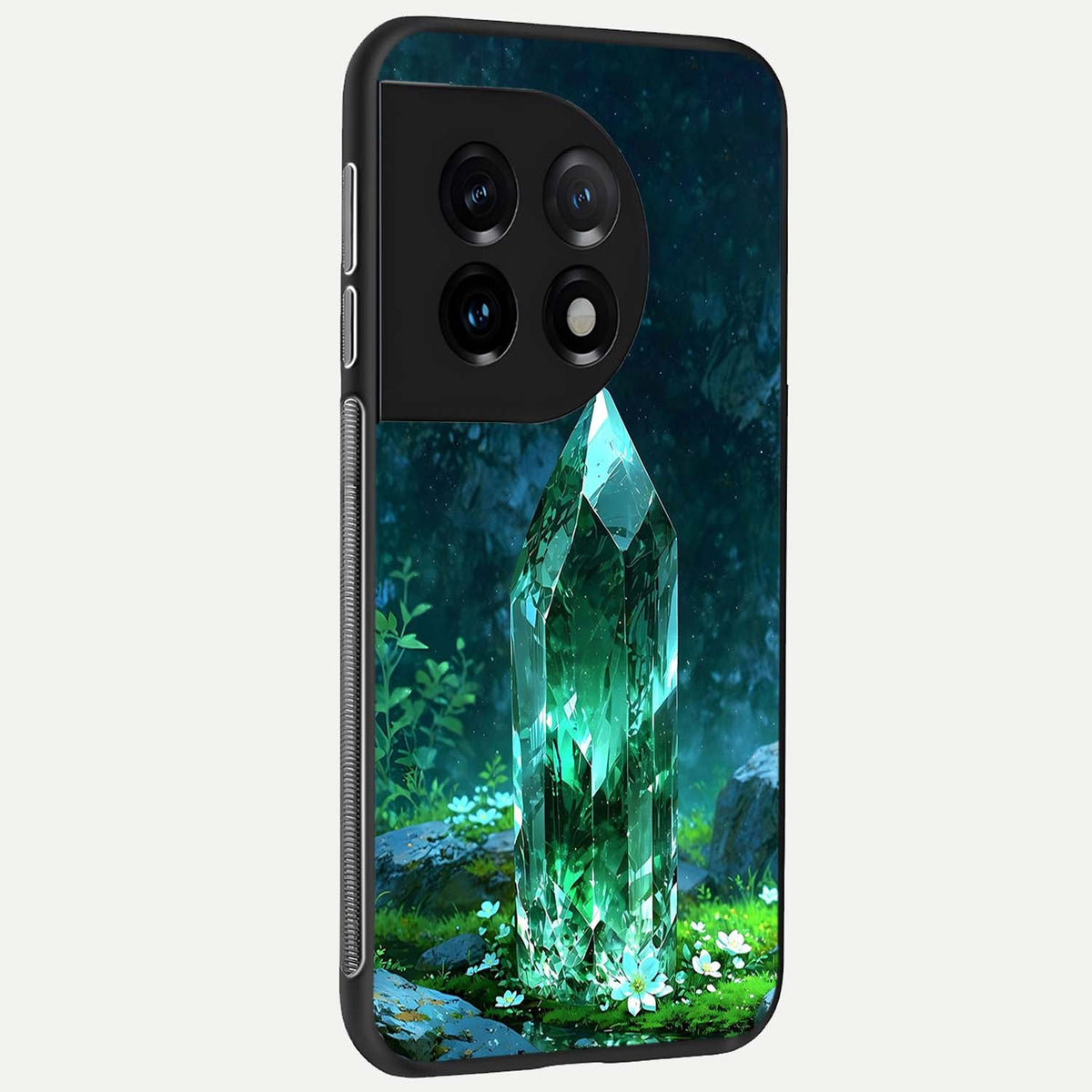 Emerald Light Crystal back cover For OnePlus 11 slim fit glass case with vibrant aesthetic design