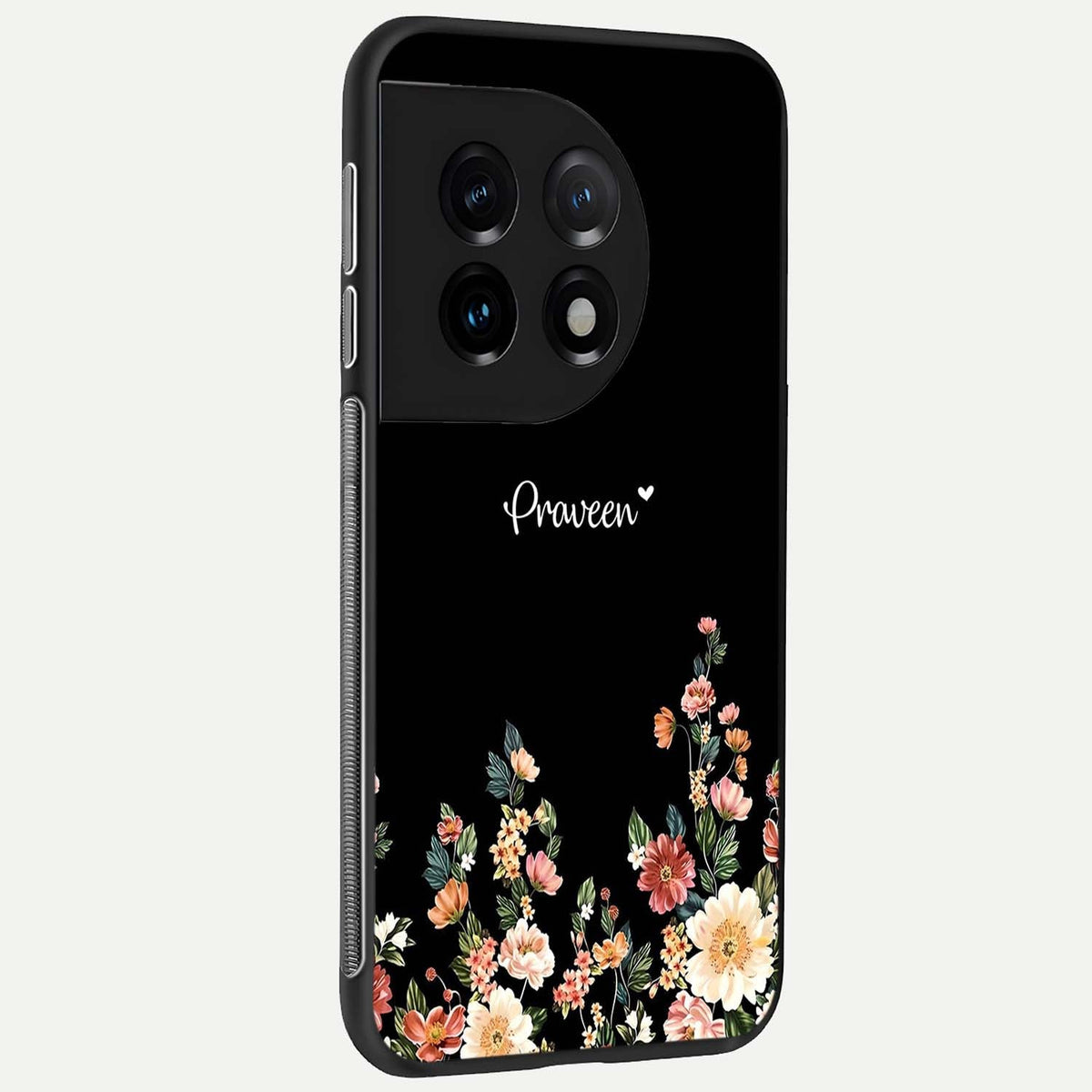Floral Design Personalized Custom Name back cover For OnePlus 11 slim fit glass case with vibrant aesthetic design