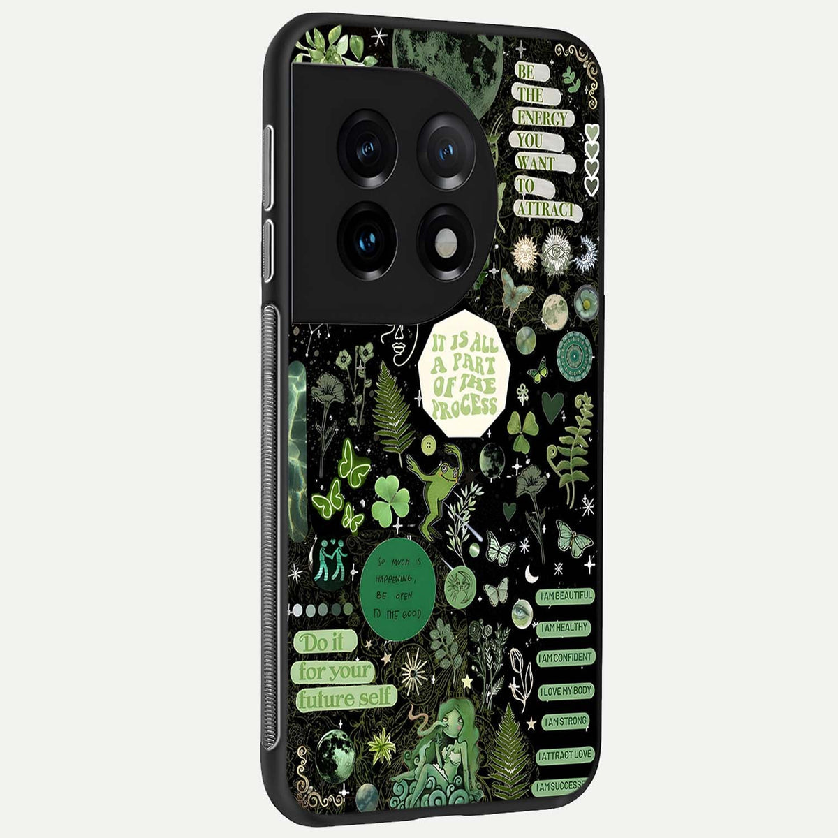 Green Mandala Pattern back cover For OnePlus 11 slim fit glass case with vibrant aesthetic design