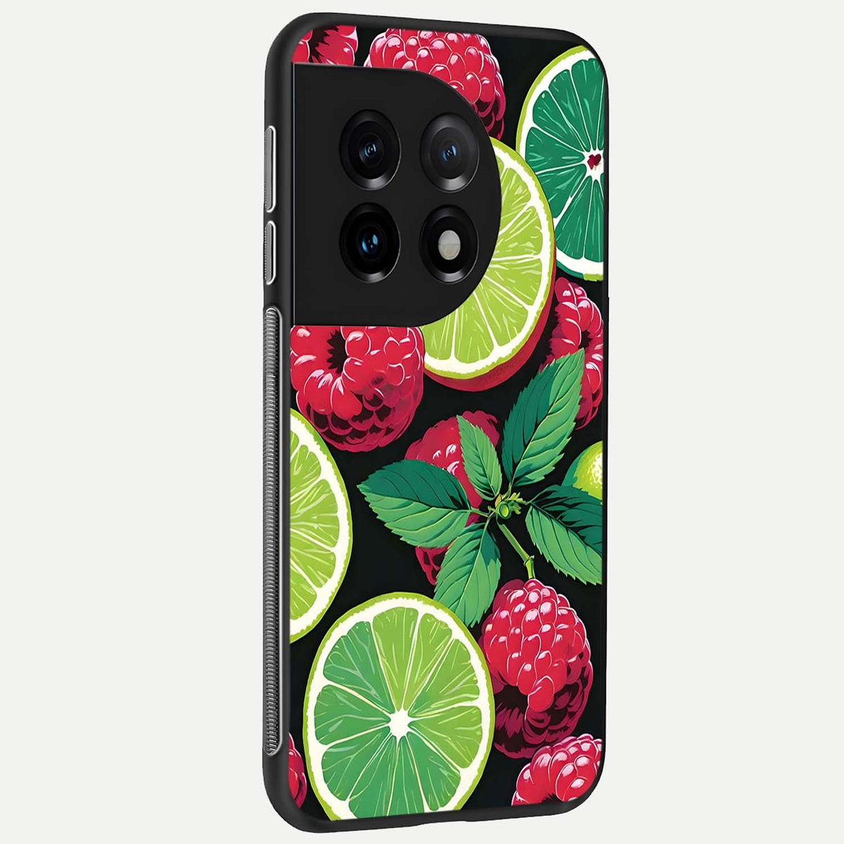 Lime and Raspberry Pattern back cover For OnePlus 11 slim fit glass case with vibrant aesthetic design