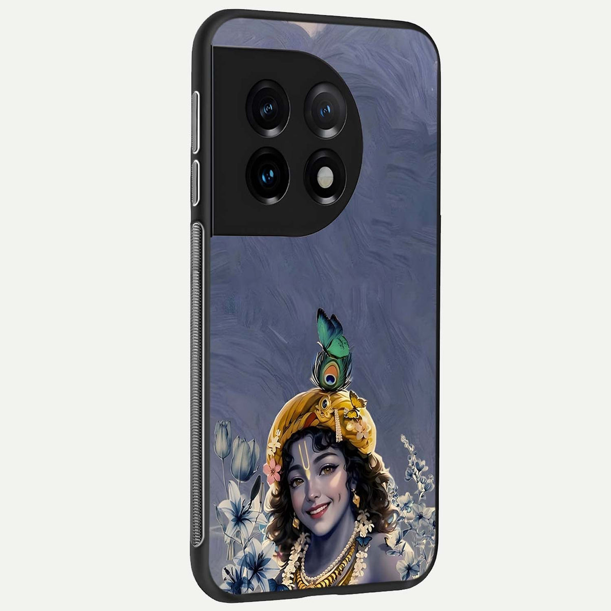 Lord Krishna back cover For OnePlus 11 slim fit glass case with vibrant aesthetic design