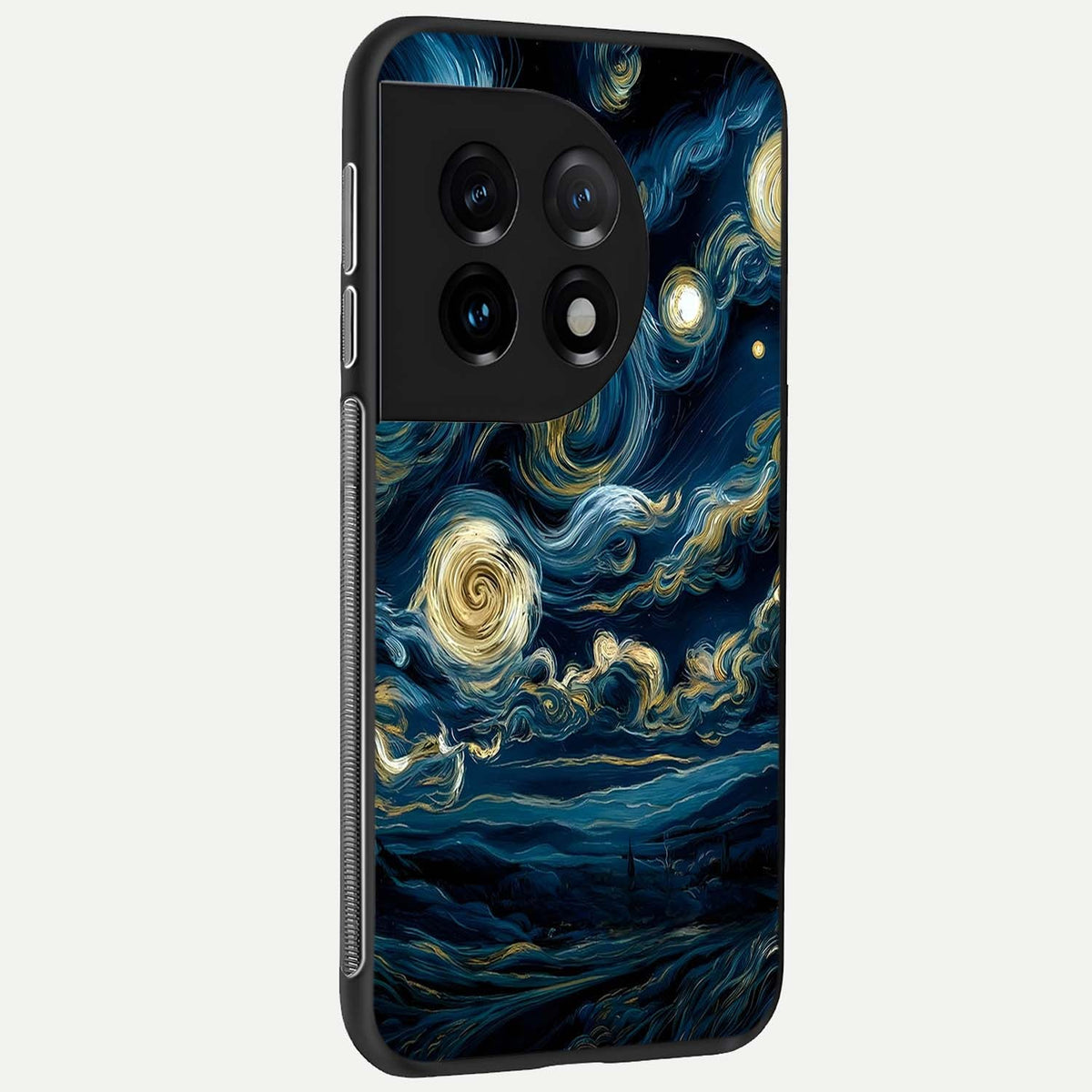 Midnight Sky Whirl back cover For OnePlus 11 slim fit glass case with vibrant aesthetic design