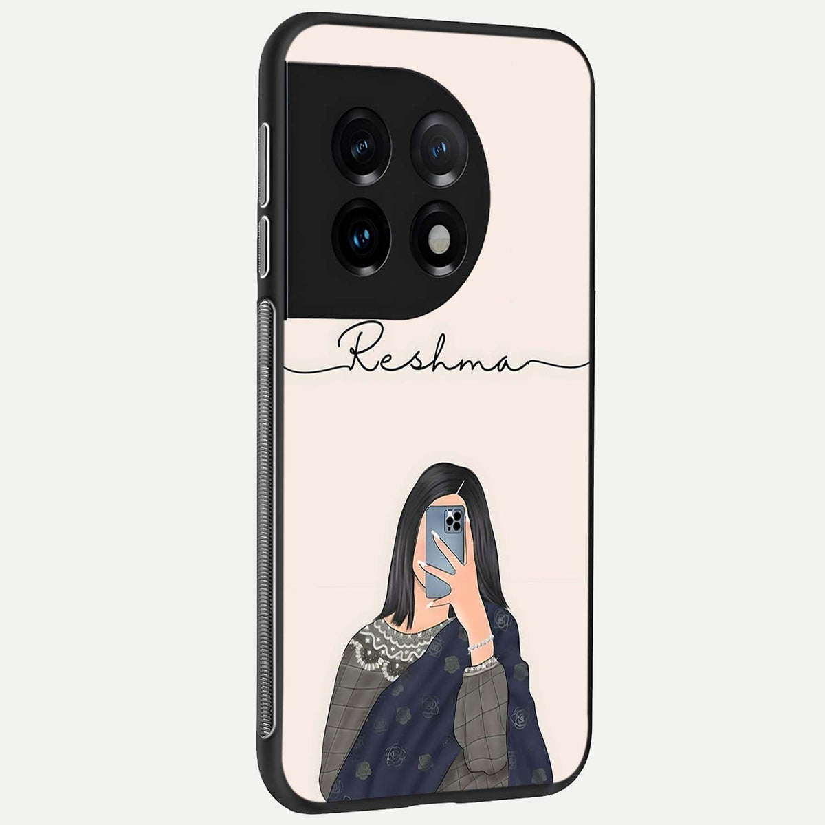 Mirror Mood Muse With Custom Name back cover For OnePlus 11 slim fit glass case with vibrant aesthetic design
