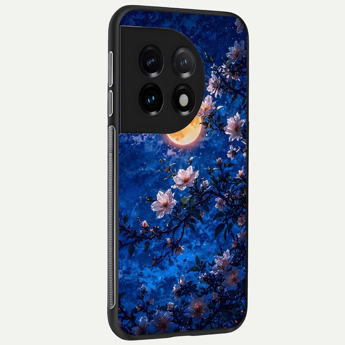Moonlit Blossoms Night back cover For OnePlus 11 slim fit glass case with vibrant aesthetic design