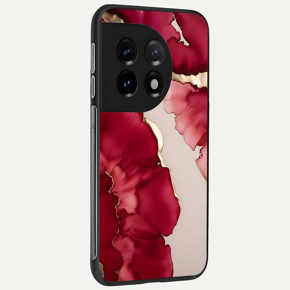 Pink And White Marble back cover For OnePlus 11 slim fit glass case with vibrant aesthetic design