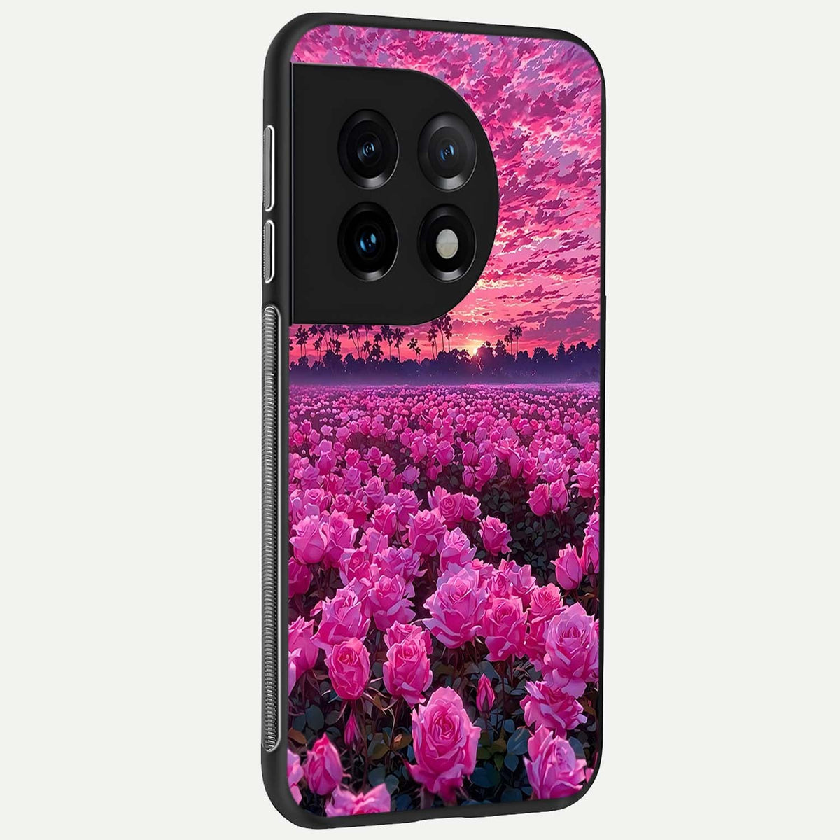 Rose Sunset Valley back cover For OnePlus 11 slim fit glass case with vibrant aesthetic design