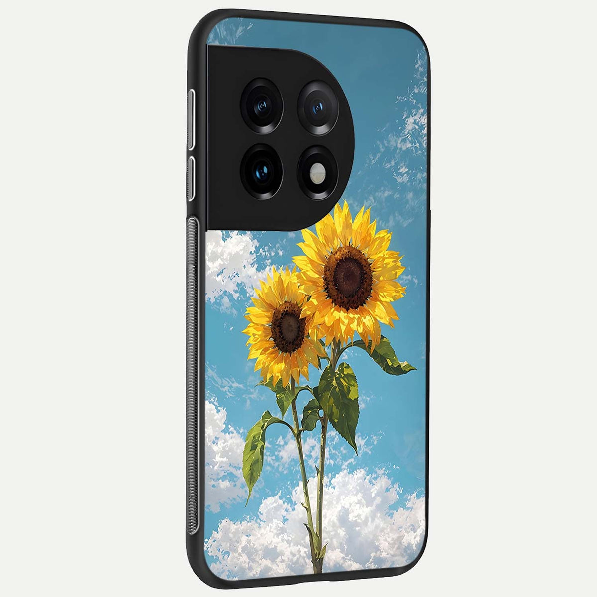 Sunlit Daisy Glow back cover For OnePlus 11 slim fit glass case with vibrant aesthetic design