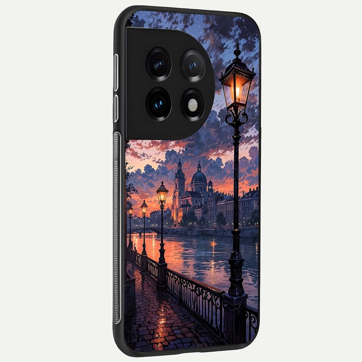 Twilight River Lights back cover For OnePlus 11 slim fit glass case with vibrant aesthetic design