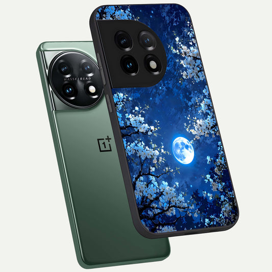 Blossom Moonlight Sky phone case For OnePlus 11 showing premium glass back cover with detailed artwork