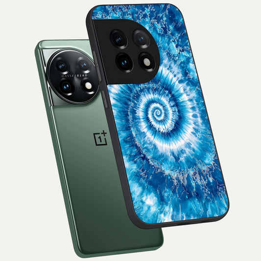 Blue Galaxy Wave phone case For OnePlus 11 showing premium glass back cover with detailed artwork