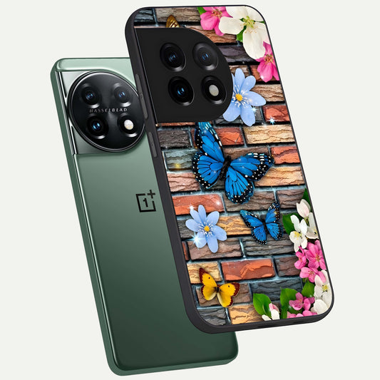 Brick Bloom Flight phone case For OnePlus 11 showing premium glass back cover with detailed artwork
