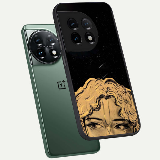 Celestial Gods Plan phone case For OnePlus 11 showing premium glass back cover with detailed artwork