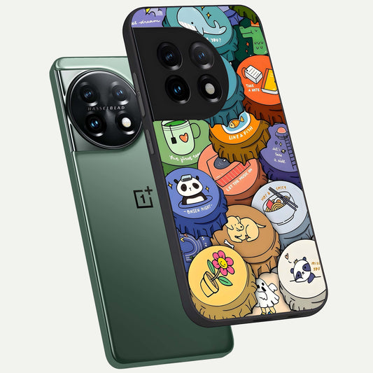 Coins Patterns phone case For OnePlus 11 showing premium glass back cover with detailed artwork