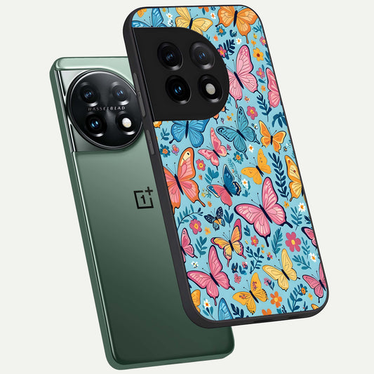Spring Wing Garden phone case For OnePlus 11 showing premium glass back cover with detailed artwork