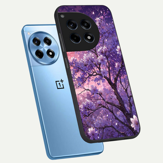 Blossom Tree phone case For OnePlus 12R showing premium glass back cover with detailed artwork