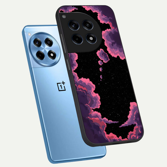 Cosmic Cloud Journey phone case For OnePlus 12R showing premium glass back cover with detailed artwork