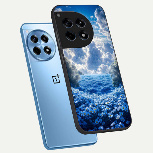 Heavenly Daisy Horizon phone case For OnePlus 12R showing premium glass back cover with detailed artwork