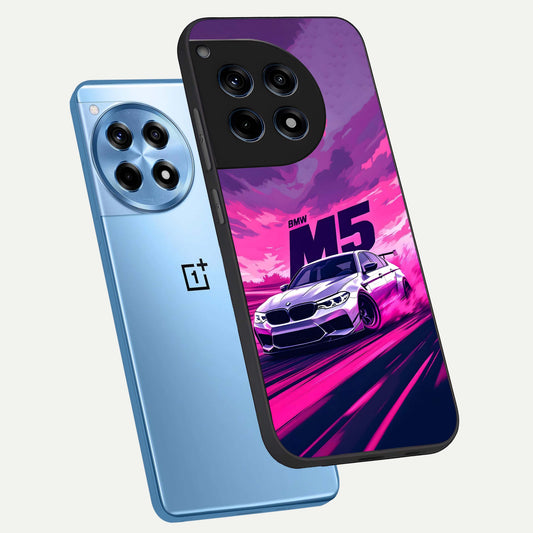 MS Neon Car phone case For OnePlus 12R showing premium glass back cover with detailed artwork