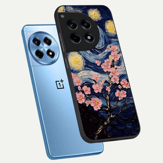 Van Gogh Scenery phone case For OnePlus 12R showing premium glass back cover with detailed artwork