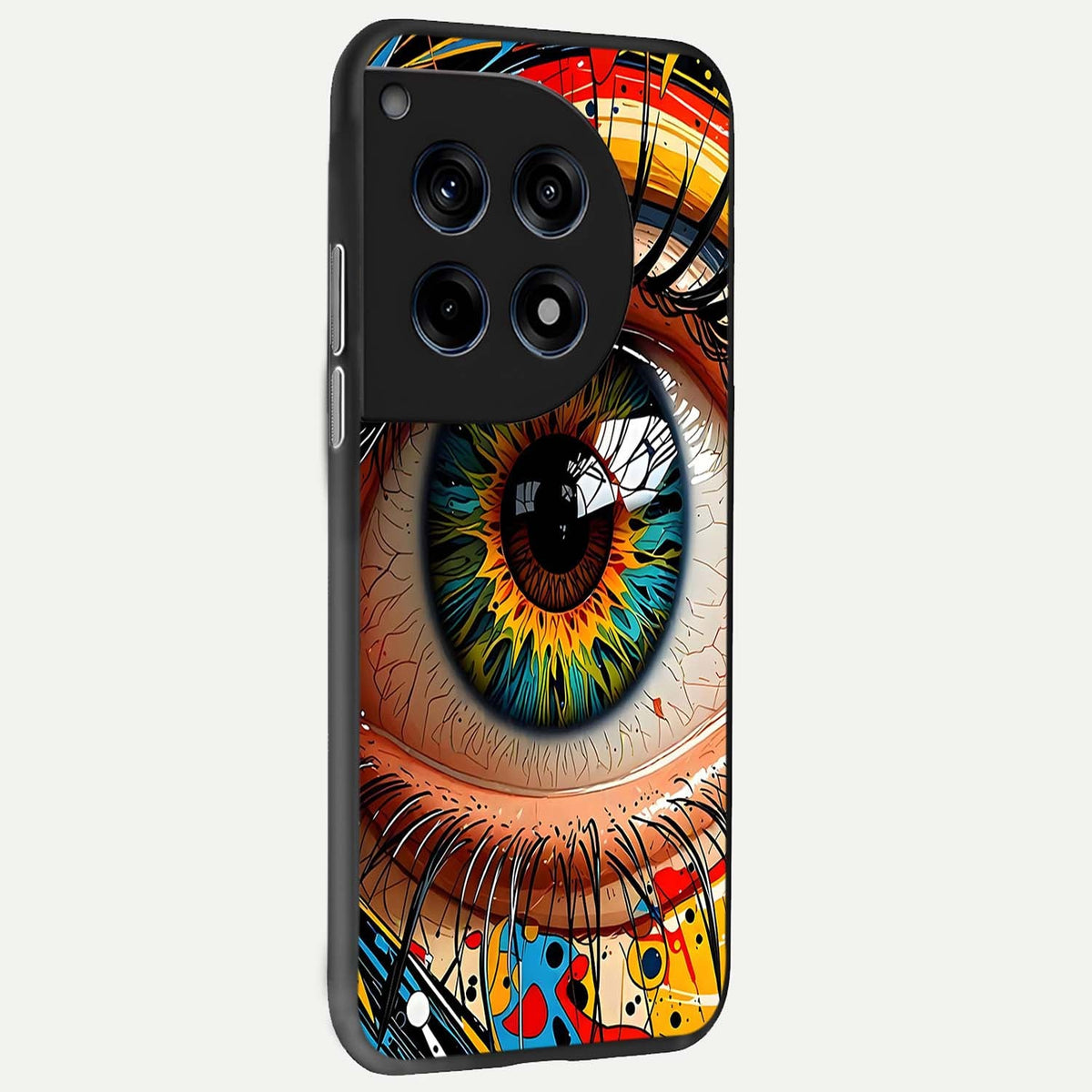 Colorful Eye back cover For OnePlus 12R slim fit glass case with vibrant aesthetic design
